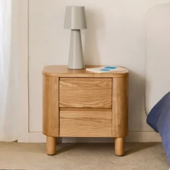 Nachtkastje Salaya Essenhout, Met 2 lades