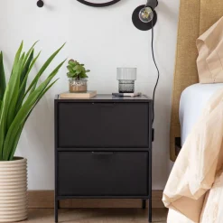 Nachtkastje Shantay Zwart metaal, 50 x 40cm