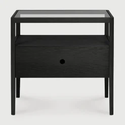 Nachtkastje Spindle Hout en glas, Met 1 lade