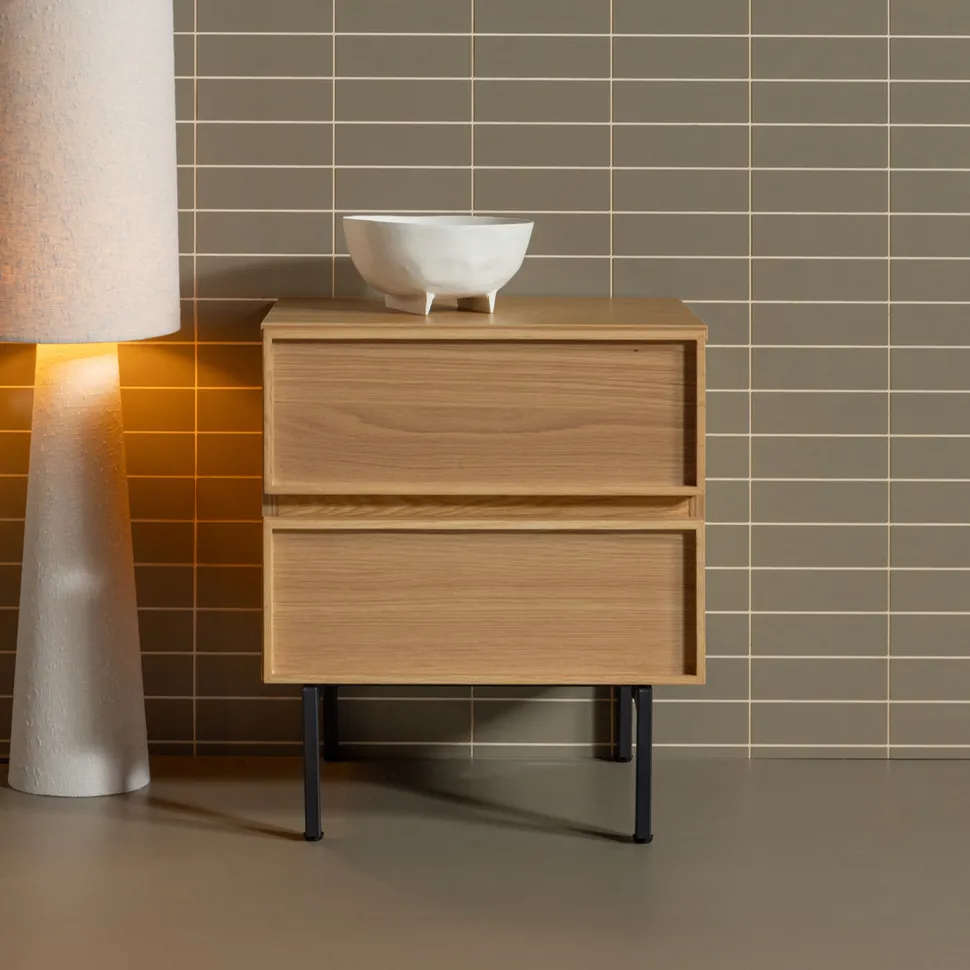 Nachtkastje/Ladekast Tours Met 2 laden, kleur Naturel