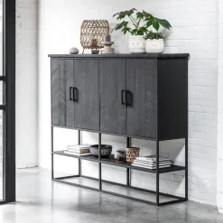 Opbergkast Beam Teakhout, 180 x 140cm, kleur Zwart