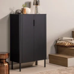 Opbergkast Gunnar Grenenhout, 135 x 85cm, kleur Mat Zwart