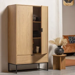 Opbergkast Silas Eiken, 149 x 85cm, kleur Naturel