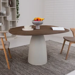 Organische Eettafel Marron Mangohout, 140 cm, kleur Ivoor