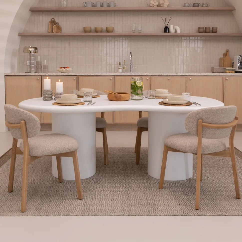 Organische Eettafel Seki kleur Wit