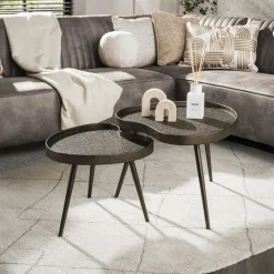 Organische Salontafel Ananda Brons Liquid, Set van 2 stuks