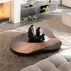 Organische Salontafel Bobbie Walnoot, 150 x 110cm