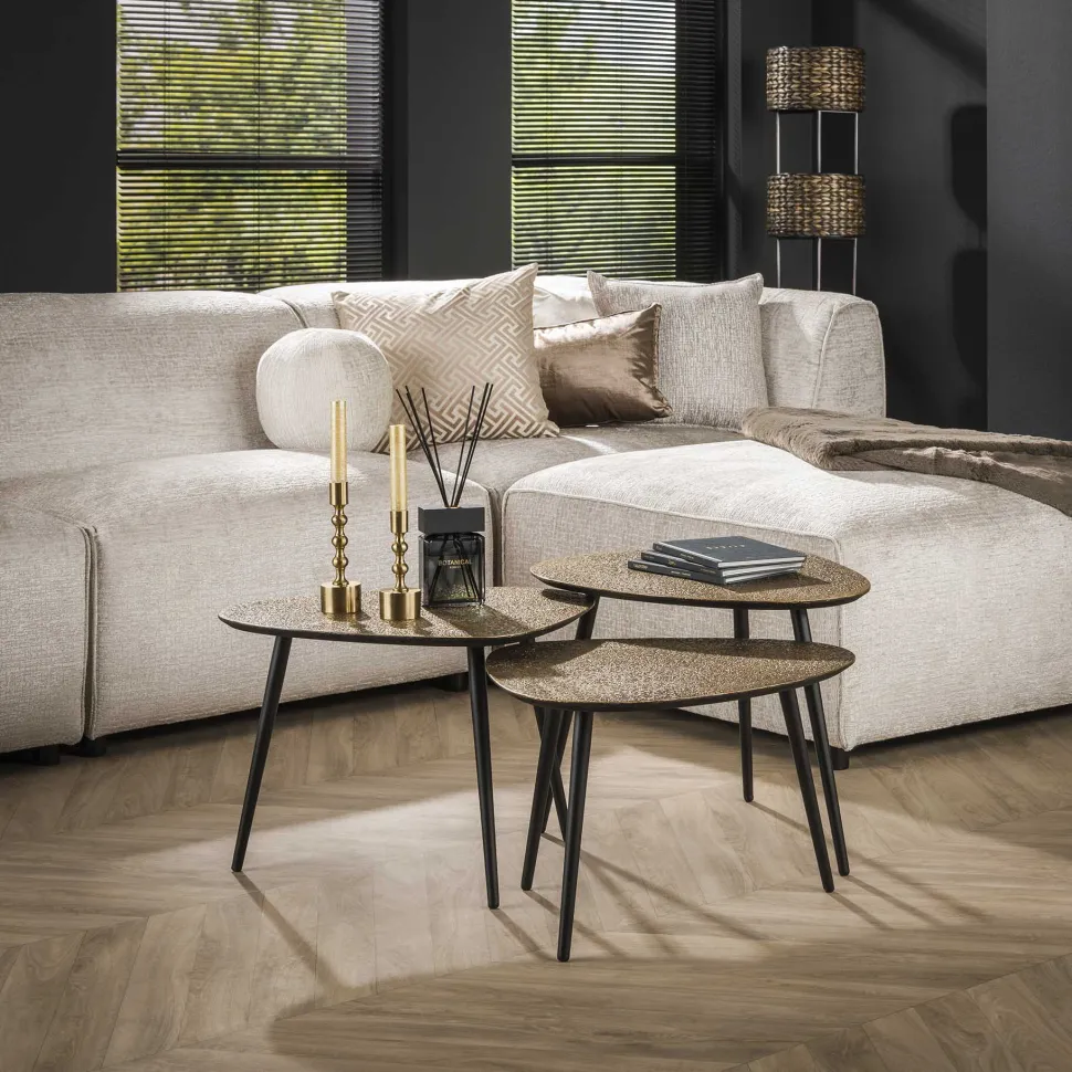 Organische Salontafel Corky Metallic, Set van 3 stuks