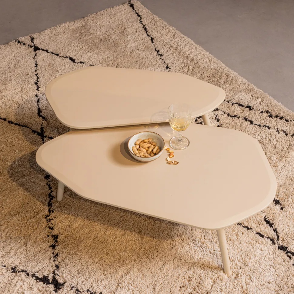 Organische Salontafel Davina Set van 2 stuks, MDF, kleur Dust