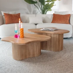 Organische Salontafel Fall Mangohout, Set van 2 stuks