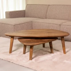 Organische Salontafel Gregg Mangohout, Set van 2 stuks
