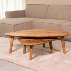 Organische Salontafel Gregg Mangohout, Set van 2 stuks