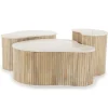 Organische Salontafel Kira Mangohout en marmer, Set van 3 stuks
