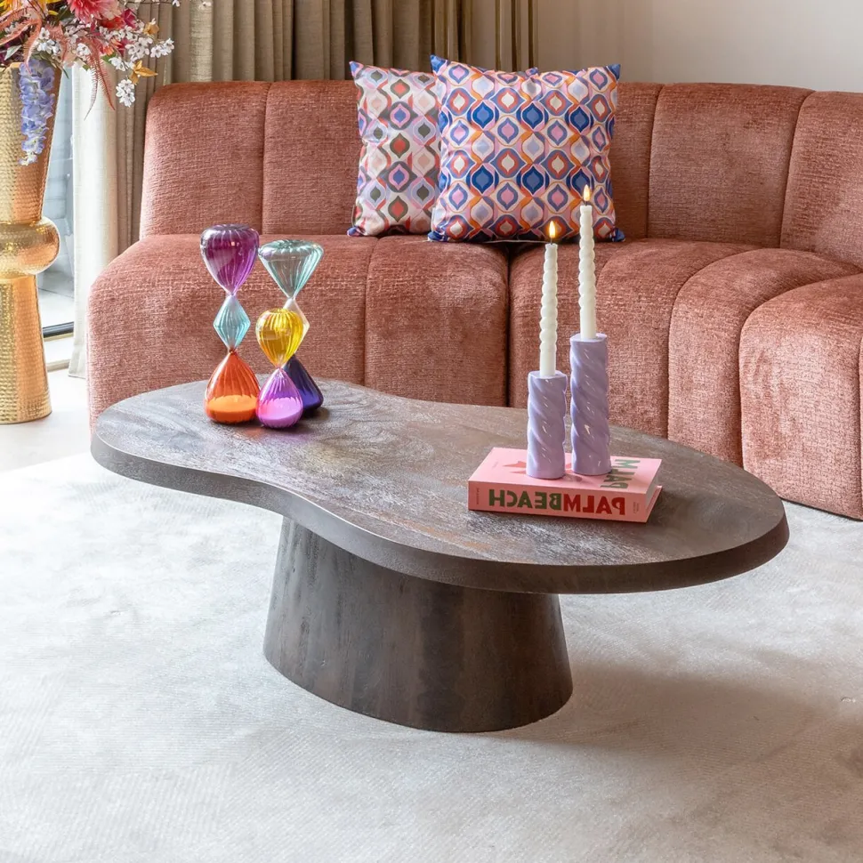 Organische Salontafel Odile Mangohout, 130 x 70cm, kleur donkerbruin