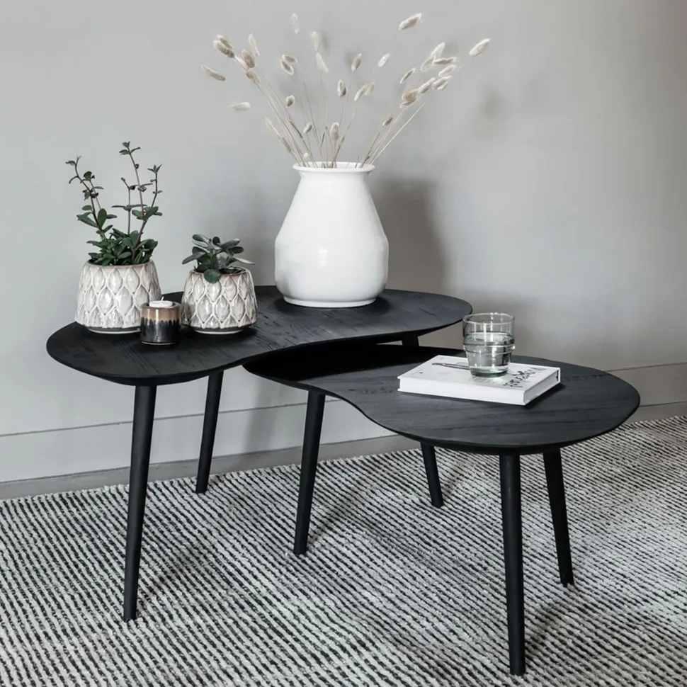 Organische Salontafel Organus Teakhout, Set van 2 stuks