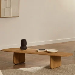 Organische Salontafel Pirita Eikenhout, 146 x 64cm