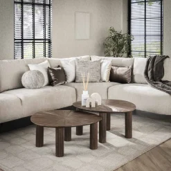 Organische Salontafel Sadaf Teakhout, Set van 2 stuks