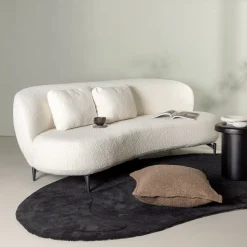 Organische 3-zits Bank Delinda Bouclé, 224cm, kleur Wit