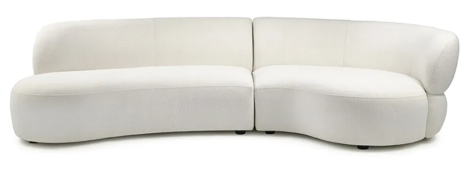 Organische 2,5-zits Bank San Remo Bouclé, 295cm, kleur Simply White
