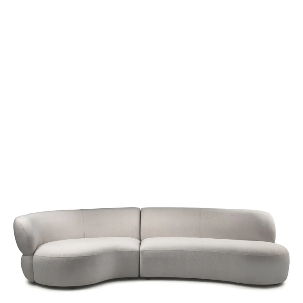 Organische 2,5-zits Bank San Remo Bouclé, kleur Naturel Grey