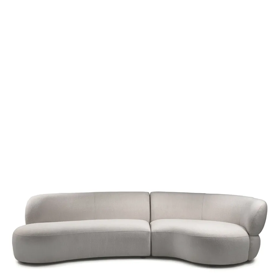 Organische 2,5-zits Bank San Remo Bouclé, kleur Naturel Grey