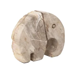 Ornament Elephant Versteend hout, 17 x 21cm