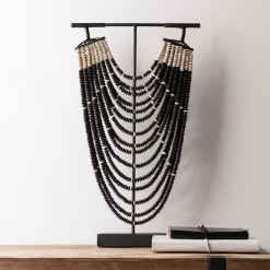 Ornament Magic Black Houten kralen, 51cm hoog