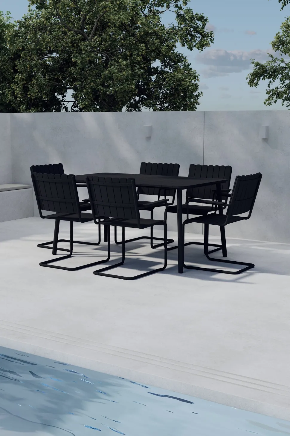Outdoor Diningset Shayvonne kleur Zwart