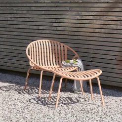 Outdoor Fauteuil Bruce Set met hocker, kleur Zalmroze