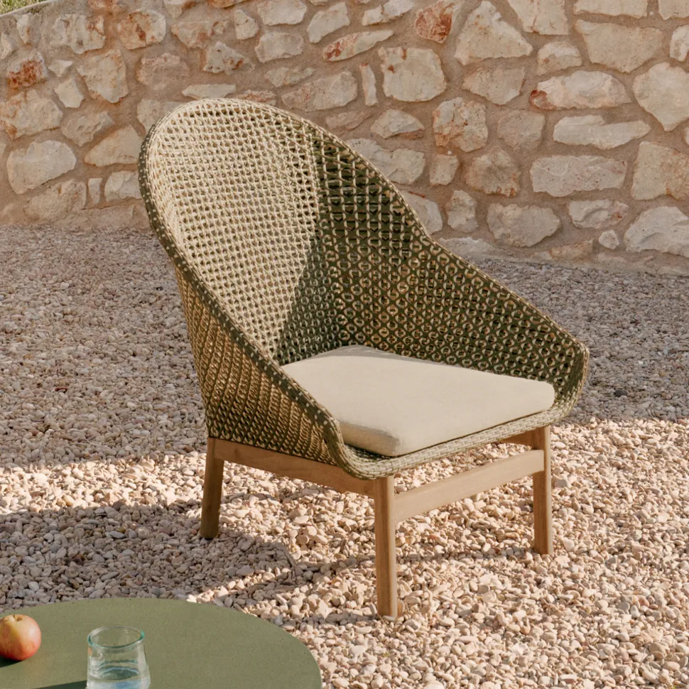 Outdoor Fauteuil Olbia Met hoge rug, Rattan en Teakhout