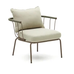 Outdoor Fauteuil Salguer Gevlochten touw en staal, kleur Beige