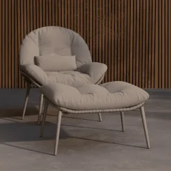 Outdoor Loungestoel Laurissa Met hocker, kleur Beige