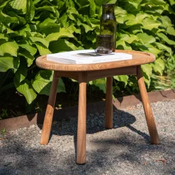 Ovale Bijzettafel Chemise Teakhout, 60 x 40cm