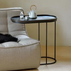 Ovale Bijzettafel Tray Gelakt Hout, 69 x 33cm