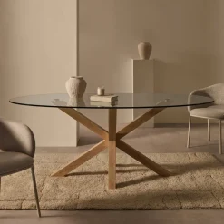 Ovale Eettafel Argo Glas, 200 x 100cm