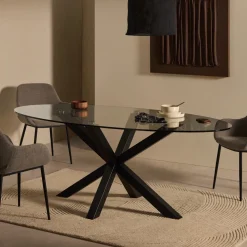 Ovale Eettafel Argo Glas, 200 x 100cm
