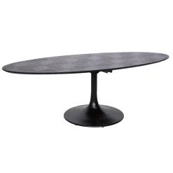 Ovale Eettafel Blax Eikenhout en staal, kleur zwart