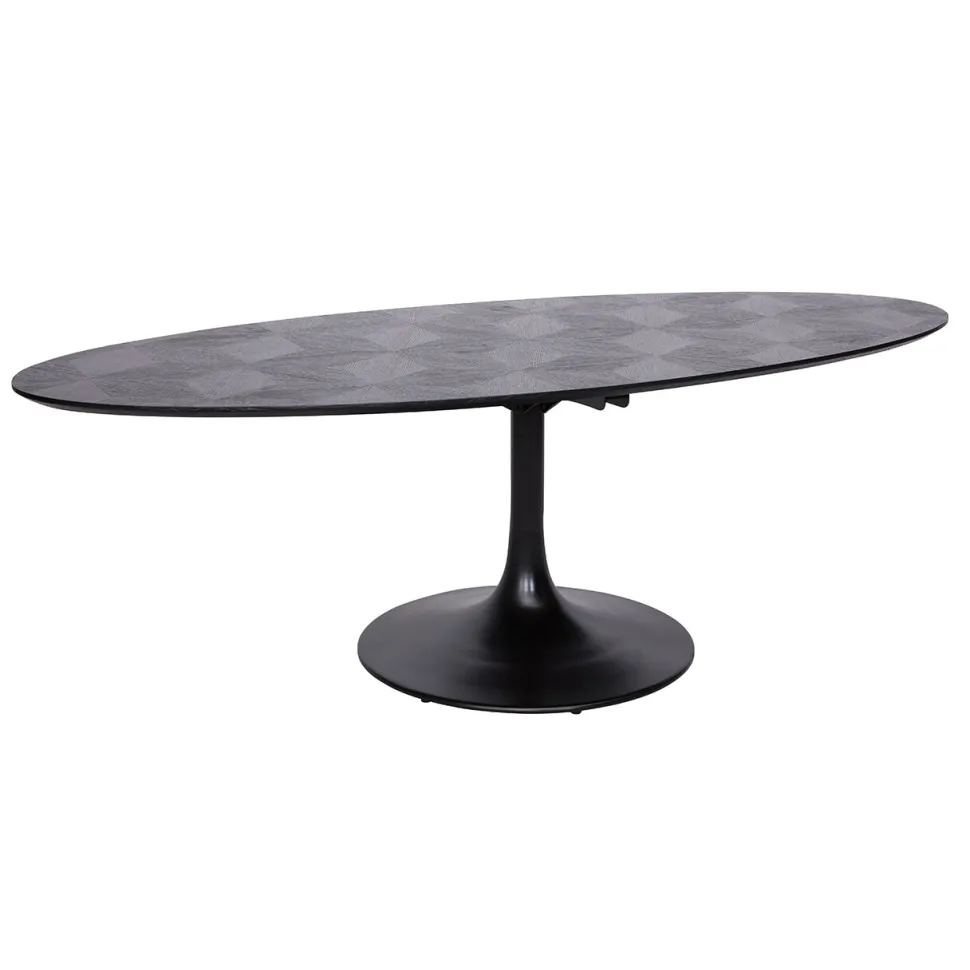 Ovale Eettafel Blax Eikenhout en staal, kleur zwart