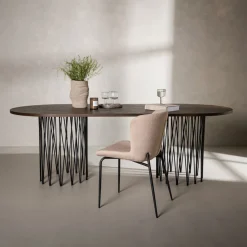 Ovale Eettafel Danni 220 x 100cm, kleur Mokka