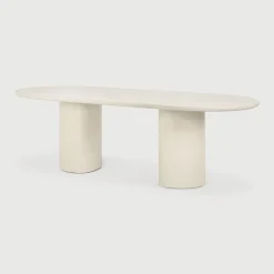 Ovale Eettafel Elements Microcement, 240 x 100cm, kleur Off White