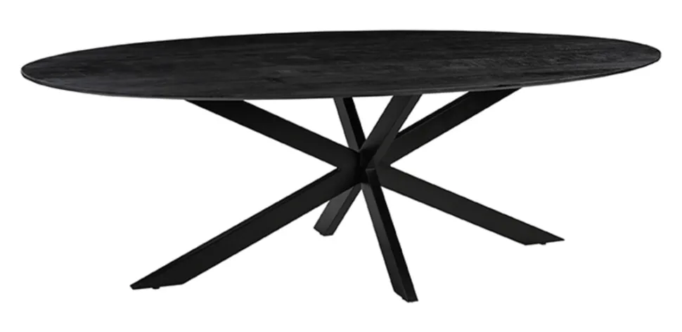 Ovale Eettafel James Mangohout, kleur Zwart