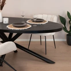 Ovale Eettafel Joshua Mangohout, kleur Zwart