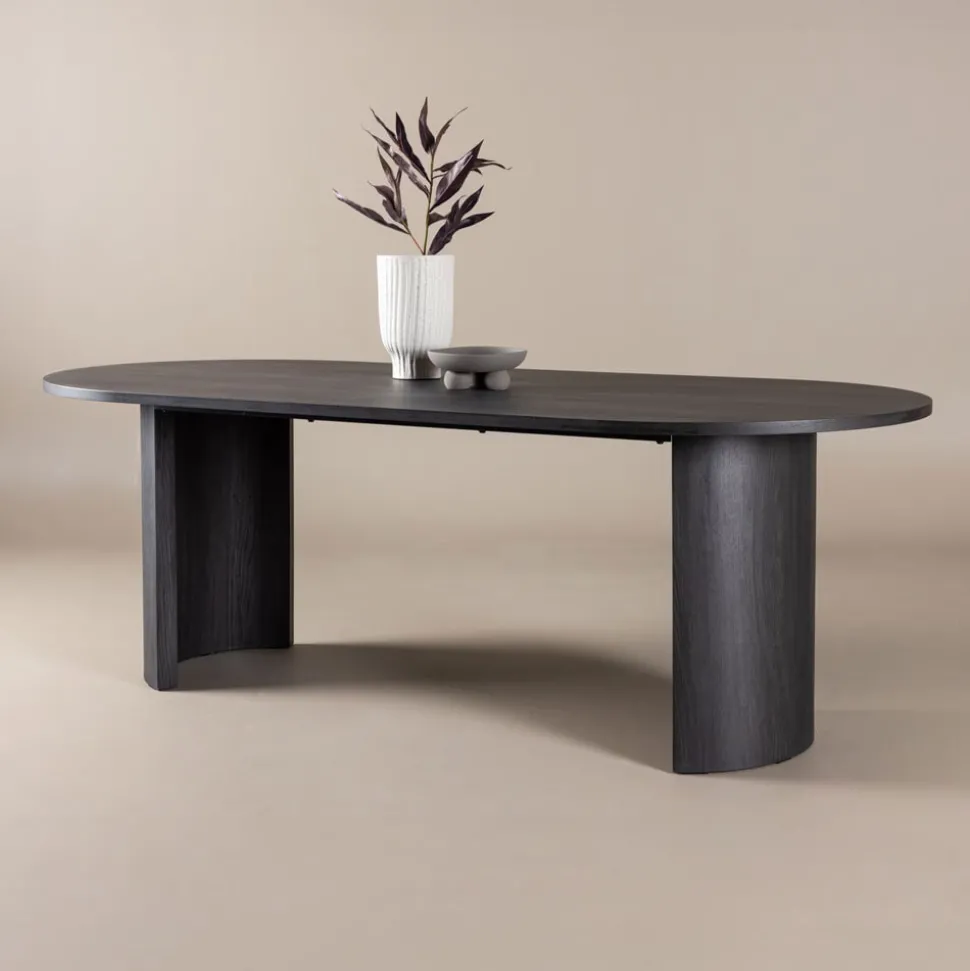 Ovale Eettafel Marysol 220 x 100cm, kleur Zwart
