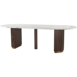 Ovale Eettafel Mayfield Marmer en mangohout