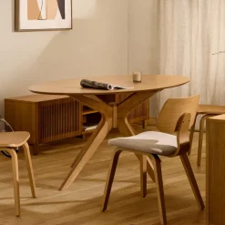 Ovale Eettafel Naanim Rubberhout, 180 x 110cm