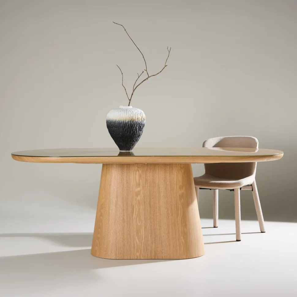 Ovale Eettafel Nateshia MDF, 200 x 90cm