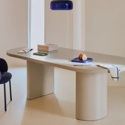 Ovale Eettafel Nealy MDF, kleur Ecru