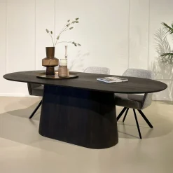 Ovale Eettafel Novero Eiken, kleur Espresso