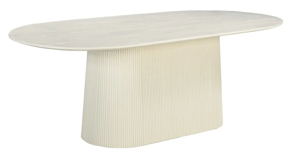 Ovale Eettafel Patrice Mangohout, kleur Crème