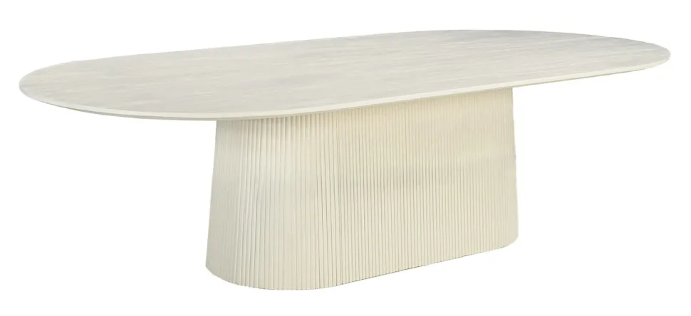 Ovale Eettafel Patrice Mangohout, kleur Crème